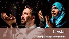  Presentation with solemnity of mother mary of god - Slide deck consisting of muslim father and mother praying background and a violet colored foreground