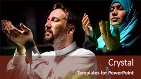  Presentation with solemnity of mother mary of god - Audience pleasing presentation theme consisting of muslim father and mother praying backdrop and a tawny brown colored foreground