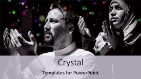  Presentation with omrah muslim people praying - PPT theme enhanced with muslim father and mother praying background and a lemonade colored foreground