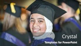  Presentation with ceremony - Presentation having muslim-female-student-on-graduation background and a tawny brown colored foreground