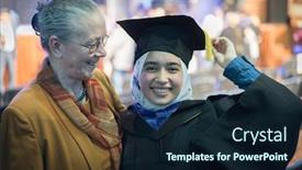  Presentation with ceremony - Audience pleasing slide set consisting of muslim-female-student-on-graduation backdrop and a wine colored foreground