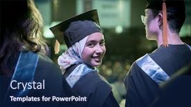  Presentation with ceremony - Amazing slide set having muslim-female-student-on-graduation backdrop and a navy blue colored foreground