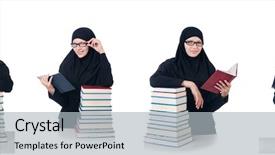  Presentation with worried female college student for health check up - Cool new theme with muslim female student with book backdrop and a light gray colored foreground