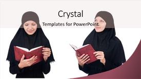  Presentation with muslim - PPT layouts enhanced with muslim female student with book background and a soft green colored foreground