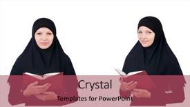  Presentation with muslim - PPT theme having muslim female student with book background and a red colored foreground