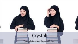  Presentation with muslim - Audience pleasing slides consisting of muslim female student with book backdrop and a light blue colored foreground