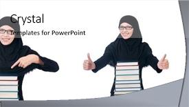  Presentation with female college student uti - Slides enhanced with muslim female student with book background and a white colored foreground