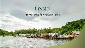  Presentation with sea fishing - Presentation theme consisting of muslim-fishing-village-on-ko background and a light gray colored foreground