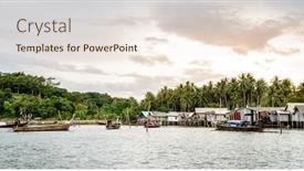  Presentation with sea fishing - Colorful slides enhanced with muslim-fishing-village-on-ko backdrop and a lemonade colored foreground