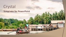  Presentation with sea fishing - Slide deck consisting of muslim-fishing-village-on-ko background and a lemonade colored foreground