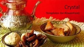  Presentation with ramadan - Slides enhanced with muslim food - moroccan cookies for ramadan background and a  colored foreground