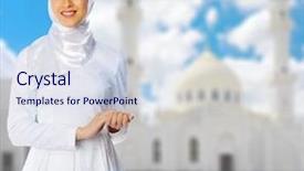  Presentation with sultan mosque in singapore muslim - Presentation theme having muslim girl at mosque background background and a sky blue colored foreground