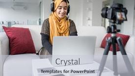  Presentation with muslim - Beautiful slide deck featuring muslim-girl-having-video-content backdrop and a lemonade colored foreground