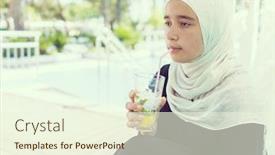  Presentation with joy - Beautiful PPT theme featuring muslim-girl-in-joy backdrop and a cream colored foreground
