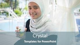  Presentation with joy - Cool new PPT theme with muslim-girl-in-joy backdrop and a seafoam green colored foreground