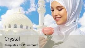  Presentation with sultan mosque in singapore muslim - Audience pleasing slide set consisting of muslim girl on white mosque backdrop and a  colored foreground