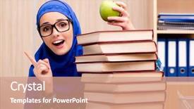  Presentation with muslim kidsanimasi - Theme featuring muslim girl preparing for entry background and a coral colored foreground