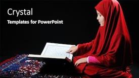  Presentation with muslim - Beautiful PPT theme featuring islamic culture - muslim girl backdrop and a black colored foreground