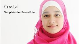  Presentation with pink white - Presentation enhanced with muslim girls - middle eastern arabic girl wearing background and a white colored foreground