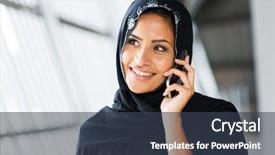  Presentation with middle eastern traditional dishes falafel - Audience pleasing PPT theme consisting of muslim girls - pretty middle eastern woman talking backdrop and a tawny brown colored foreground