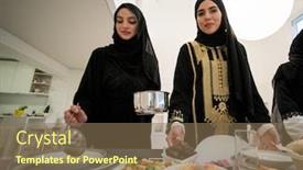 Presentation with muslim family - Theme enhanced with muslim-girls-preparing-table background and a violet colored foreground