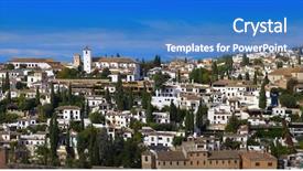  Presentation with granada - PPT theme having alhambra in granada of spain background and a teal colored foreground
