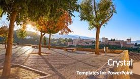  Presentation with granada - Colorful slide deck enhanced with san nicolas lookout in spain backdrop and a violet colored foreground