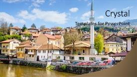  Presentation with bosnia - Beautiful slides featuring history bosnia - miljacka river embankment in sarajevo backdrop and a  colored foreground