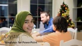  Presentation with family tree - Slide deck with muslim-interreligious-family-with-christmas background and a coral colored foreground