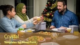  Presentation with family tree - Beautiful slide deck featuring muslim-interreligious-family-with-christmas backdrop and a tawny brown colored foreground