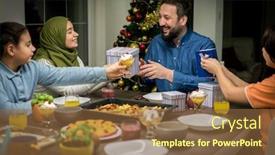  Presentation with family tree - Colorful slide set enhanced with muslim-interreligious-family-with-christmas backdrop and a tawny brown colored foreground