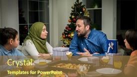  Presentation with muslim family - Slide set featuring muslim-interreligious-family-with-christmas background and a tawny brown colored foreground