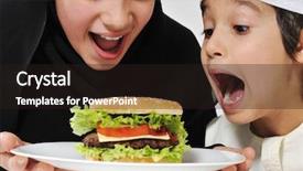  Presentation with arabic kids - Cool new slide deck with muslim kids - arabic little male and female backdrop and a wine colored foreground