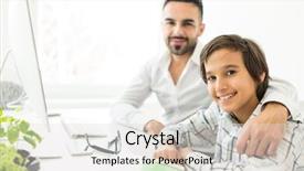  Presentation with computer hardware bus - Theme consisting of muslim kids - man and boy on computer background and a light gray colored foreground