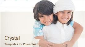  Presentation with muslim kids - Theme featuring muslim kids - two boys background and a lemonade colored foreground