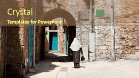 Presentation with israel - PPT theme consisting of muslim-lady-walking background and a tawny brown colored foreground