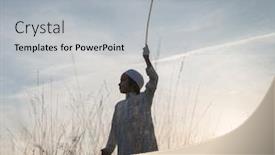  Presentation with balloon - Slide deck consisting of muslim little child on grass meadow with balloon background and a light gray colored foreground