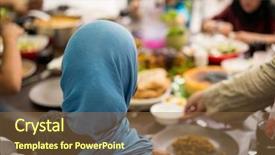  Presentation with muslim family - PPT theme consisting of muslim little girl having dinner background and a tawny brown colored foreground