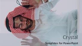  Presentation with muslim - Presentation theme having muslim-man-doing-sujud background and a  colored foreground