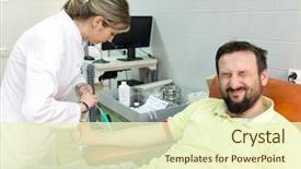  Presentation with blood - Presentation design enhanced with muslim man donating his blood background and a  colored foreground