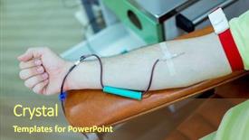  Presentation with donating to poverty - Colorful presentation theme enhanced with muslim man donating his blood backdrop and a  colored foreground