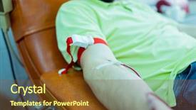  Presentation with blood flow cells - Presentation theme featuring muslim man donating his blood background and a  colored foreground