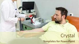  Presentation with blood - Presentation theme featuring muslim man donating his blood background and a  colored foreground