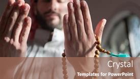  Presentation with muslim prayer - Colorful slide set enhanced with muslim-man-in-prayer-inside backdrop and a coral colored foreground
