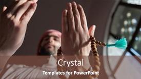  Presentation with muslim prayer - Slide deck with muslim-man-in-prayer-inside background and a tawny brown colored foreground