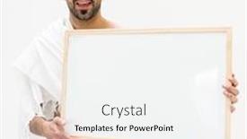  Presentation with kaaba mecca - Cool new PPT theme with muslim-man-posing-as-ready backdrop and a white colored foreground