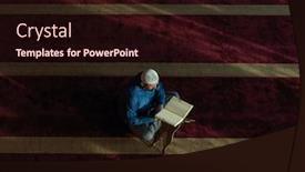  Presentation with islamic book - Beautiful slide deck featuring muslim-man-praying-allah-alone backdrop and a wine colored foreground