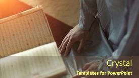  Presentation with islamic book - Amazing slide set having muslim-man-praying-allah-alone backdrop and a tawny brown colored foreground