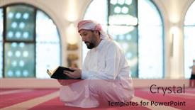  Presentation with islamic book - Cool new slide set with muslim-man-praying-allah-alone backdrop and a red colored foreground