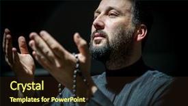  Presentation with ramadan - Audience pleasing slides consisting of muslim man praying for god backdrop and a  colored foreground